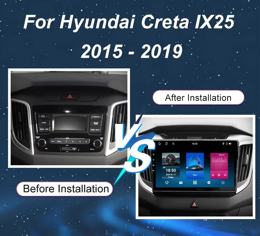 For Hyundai Creta IX25 2015 -2019 Navigation Player Multimedia Android Auto Carplay Touch