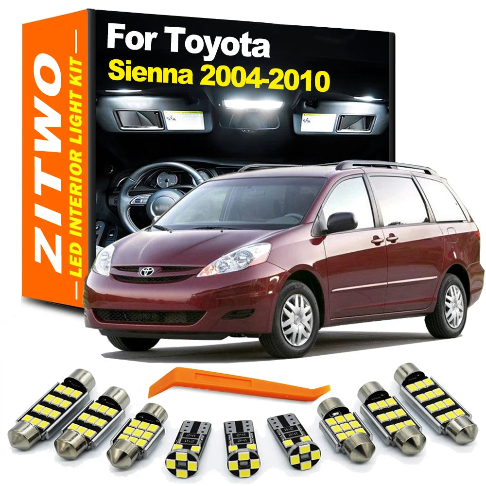 ZITWO 12Pcs LED Interior Lighting Kit Canbus For Toyota Sienna 2004 2005 2006 2007 2008 2009 2010 Dome Map Reading Light