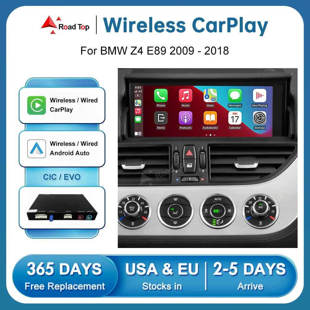 Road Top Wireless CarPlay Android Auto for BMW Z4 E89 CIC EVO System 2009-2018, with Airpl | AUTOKITSHOP