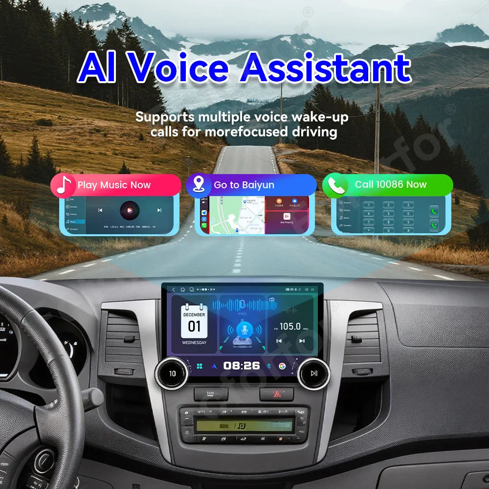 Sensitive Touch Screen Car Radio For Toyota Hilux 2002-2009 Android 15 11.5 Inch DSP Wirel