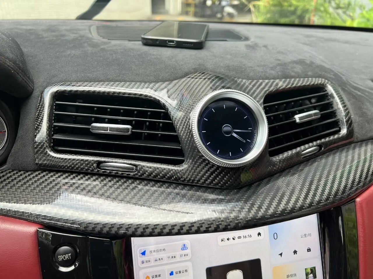 LCD Clock Center Dashboard Air Vent Grille Replacement Panel for Maserati Grancabrio 2010-2019 & Granturismo 2007-2010 -