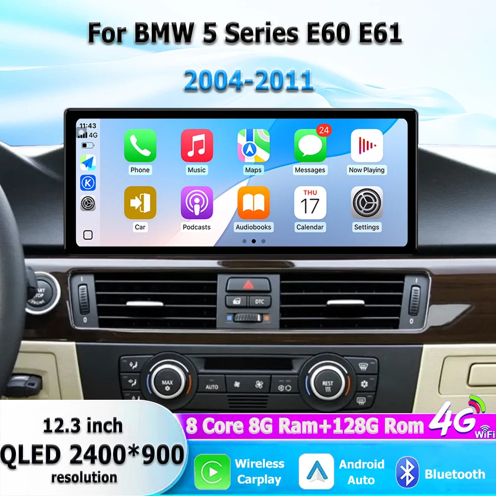 Car Multimedia Radio Player Carplay Auto DSP WIFI Android 16 Auto GPS Navigation For BMW 5