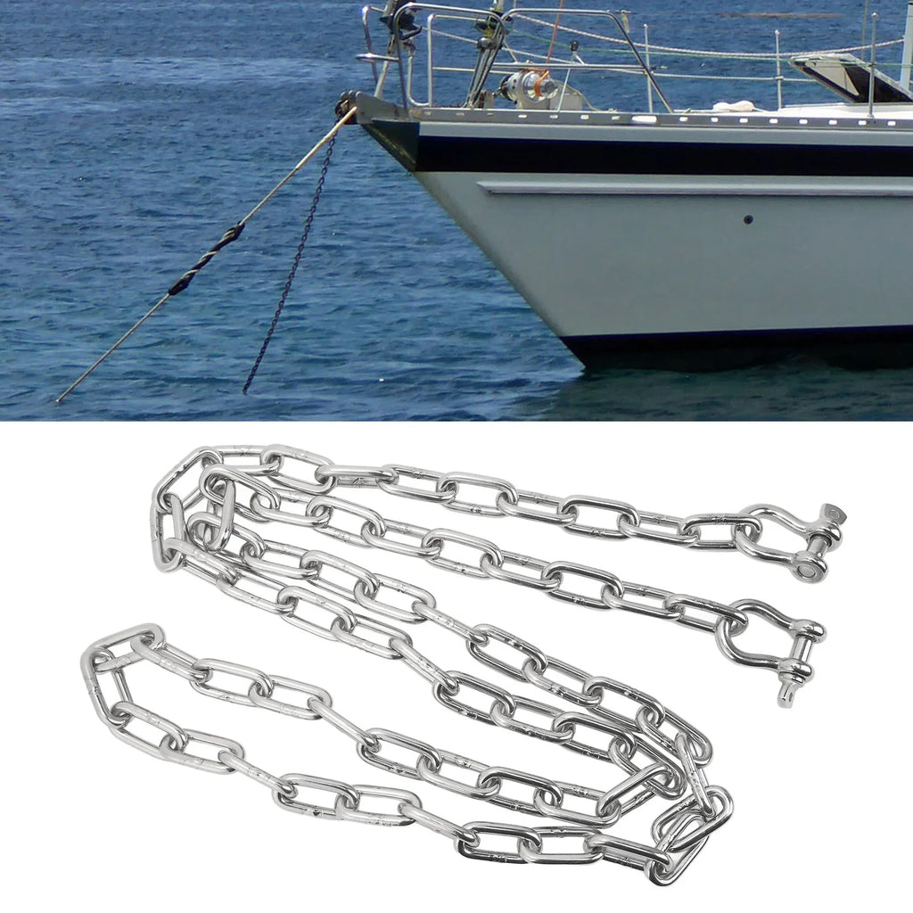6.6ft Anchor Lead Chain Marine 316 Stainless Steel Central Ring Anchor Chain with Double 5/16in  - Automotive LED Light