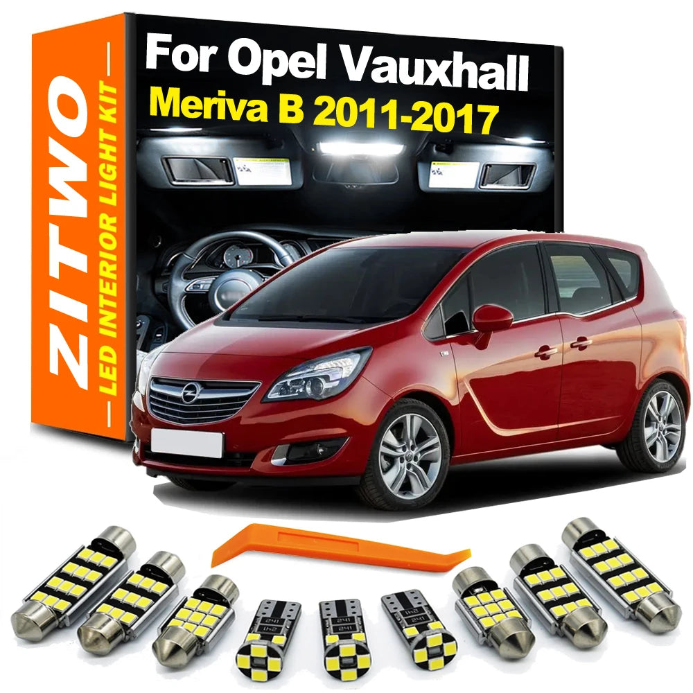 ZITWO 17Pcs Canbus LED Bulb Interior Vanity Mirror Door Light Kit For Opel Vauxhall Meriva B 2011 2012 2013 2014 2015 2016 2017