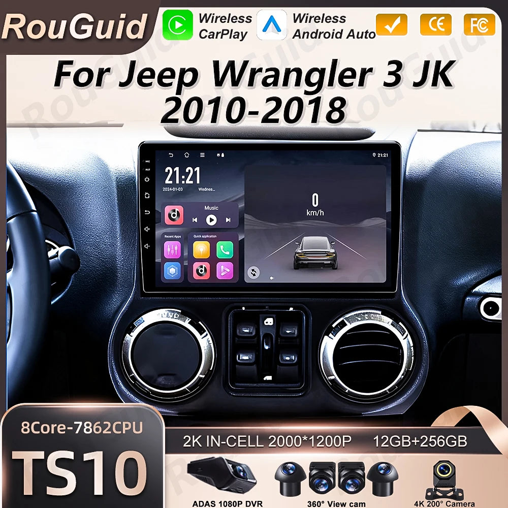 Android 16 Auto Car Radio For Jeep Wrangler 3 JK 2010 - 2018 Carplay Multimedia Player GPS | AUTOKITSHOP