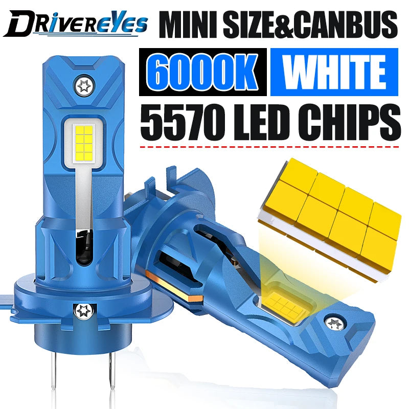 H7 LED Canbus 1:1 Mini Size Car Headlights Turbo Fan STG Universal 6000K Cool White Plug&P
