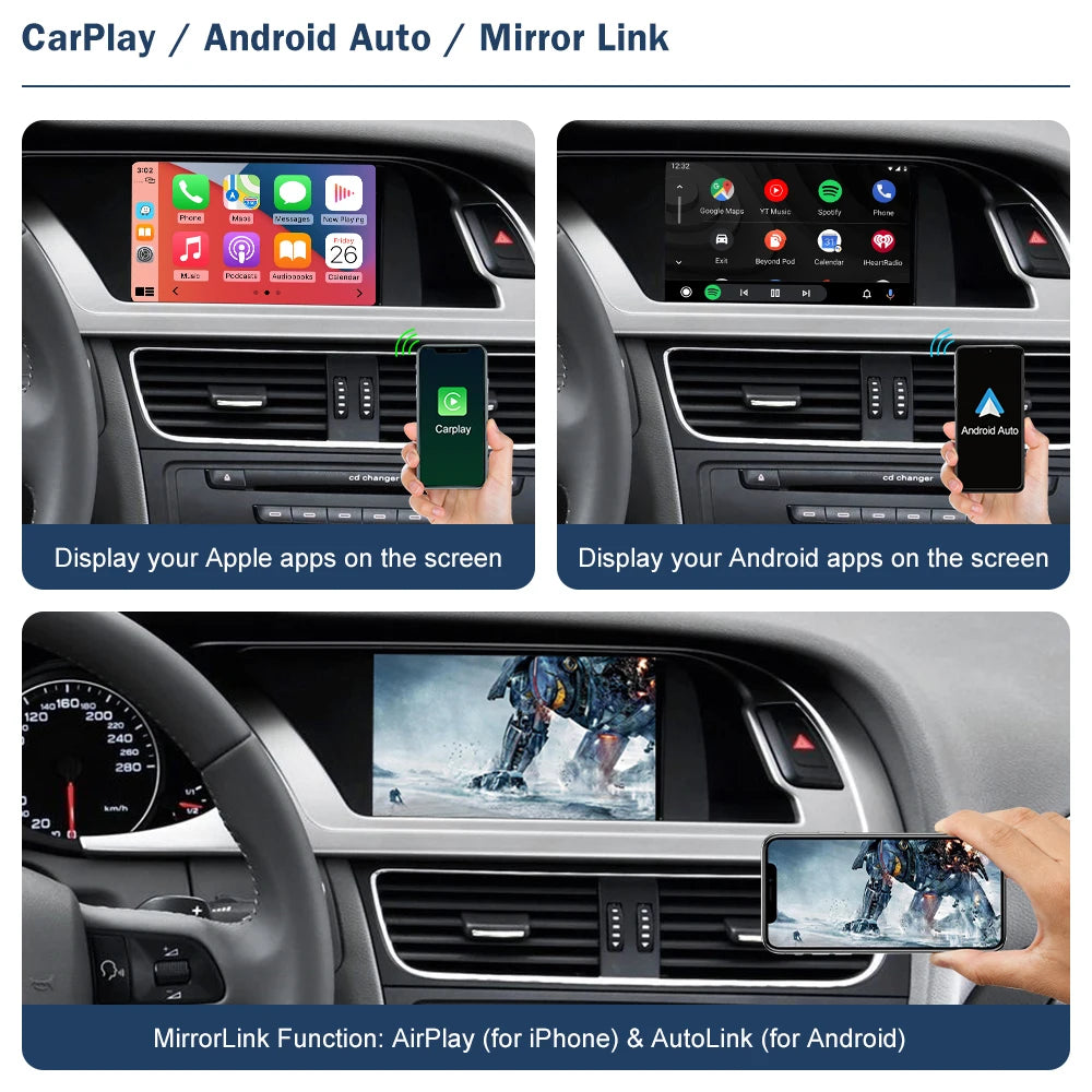 Road Top Wireless CarPlay Android Auto Interface for Audi A4 S4 B8 A5 S5 Q5 2009-2015 With | AUTOKITSHOP