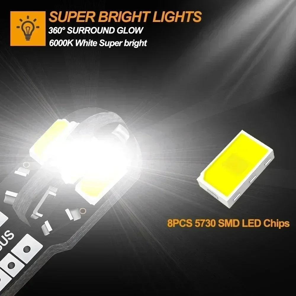 NEW 20PCS W5W T10 LED Bulbs Canbus 5730 8SMD 12V 6000K 194 168 LED Car Interior Map Dome Lights Parking Light Auto Signal Lamp