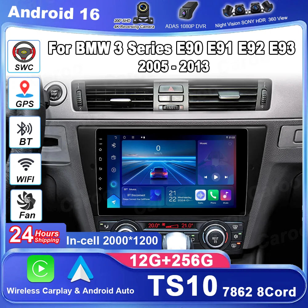 Android 16 For BMW 3 Series E90 E91 E92 E93 2005-2013 Carplay Car Radio Multimedia Player