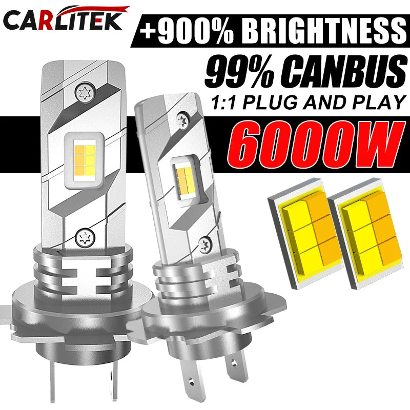3-Color LED Car Headlight Bulbs H7 led Tri-Color LED Headlights White Yellow Fog Lights 30