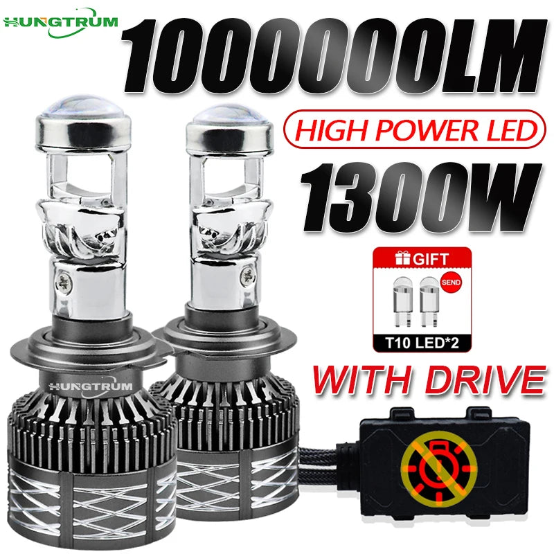 H7 H4 H11 LED Projector Lens Headlight H8 9005 9006 HB3 HB4 Car Bulb 6000K Canbus Turbo Hi