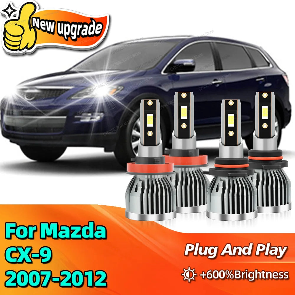 2/4Pcs LED Light Canbus Car Headlight Auto Bulbs For Mazda CX-9 CX9 2007 2008 2009 2010 20