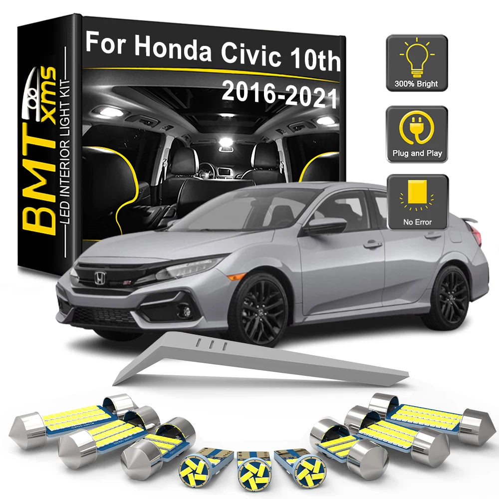 10-Piece LED Interior Light Kit for Honda Civic 10th Gen 10 MK10 Sedan Touring Hatchback - Canbus Error-Free Bulbs | ...