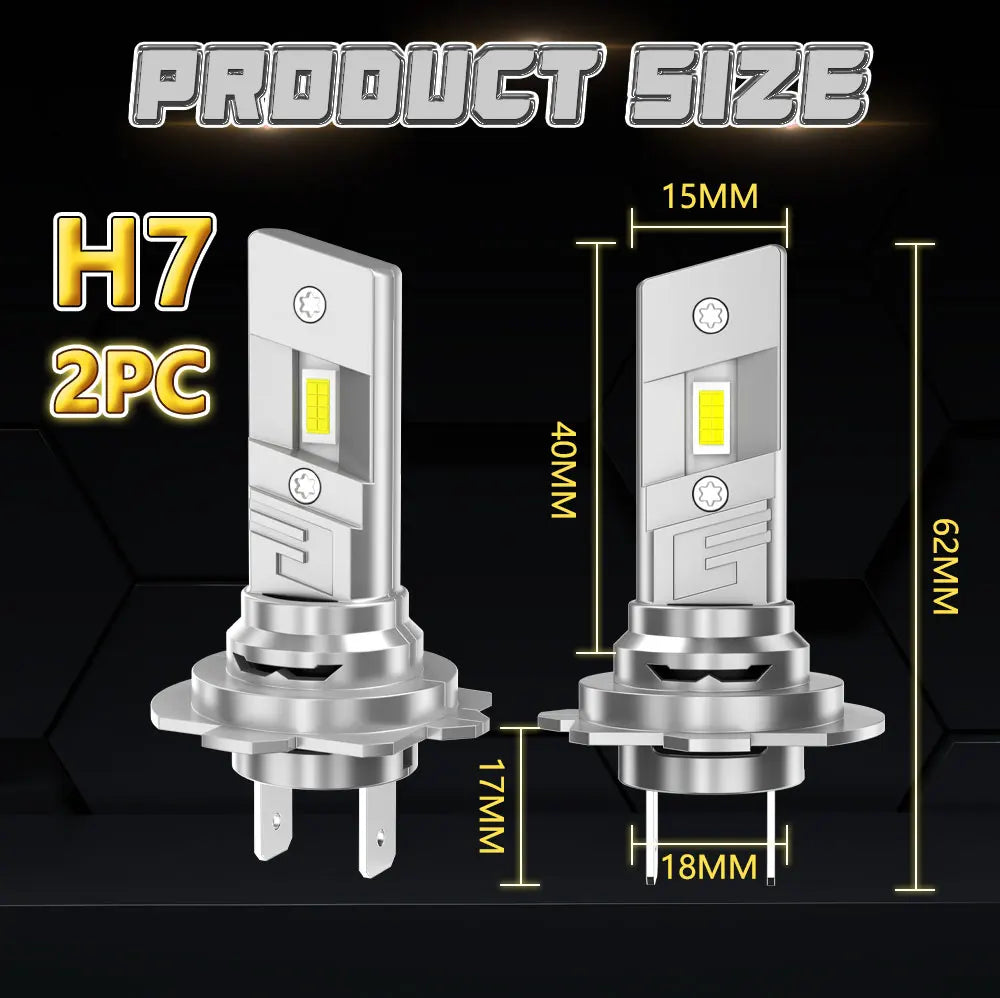 Turbo H7 LED High Low Beam Headlamp Canbus Error Free Car Headlight H7 LED CSP Chip Automo