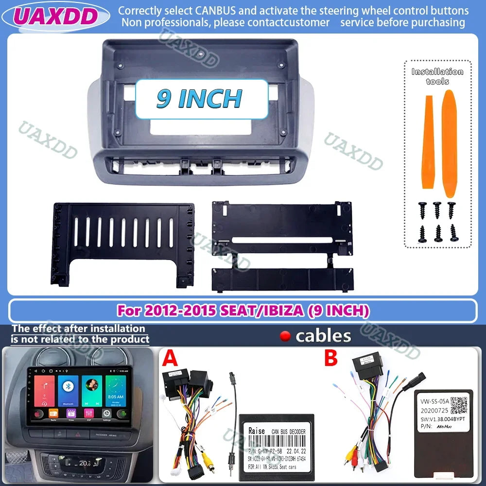9Inch Car Frame Fascia Adapter Canbus Box Android Radio Dash Fitting Panel Kit For Seat Ib