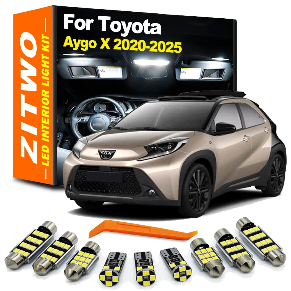 ZITWO 6Pcs Canbus No Error LED Interior Light Kit For Toyota Aygo X 2020 2021 2022 2023 2024 2025 Dome Map License Plate Lamp