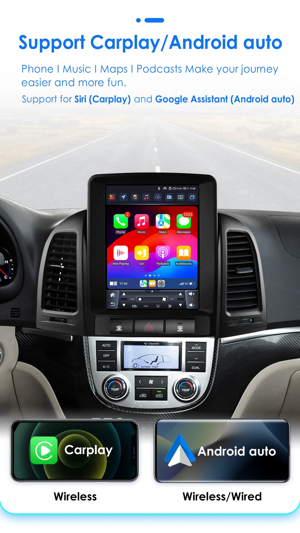 9.7"Android 13 Autoradio DSP Carplay for Hyundai Santa Fe 2 2006-2012 multimedia player Ca