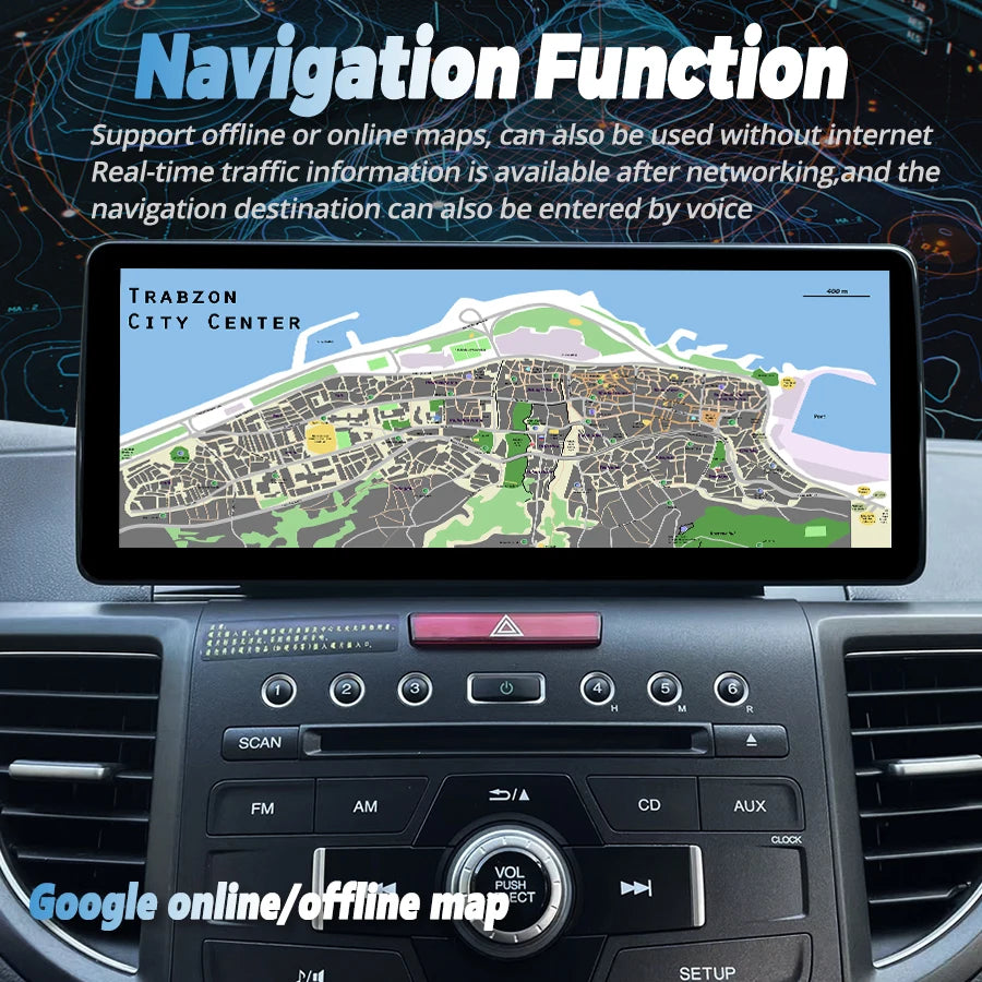 12.3inch Android 14 Screen For Honda CRV CR-V 2012-2016 Stereo Car Radio Multimedia Video