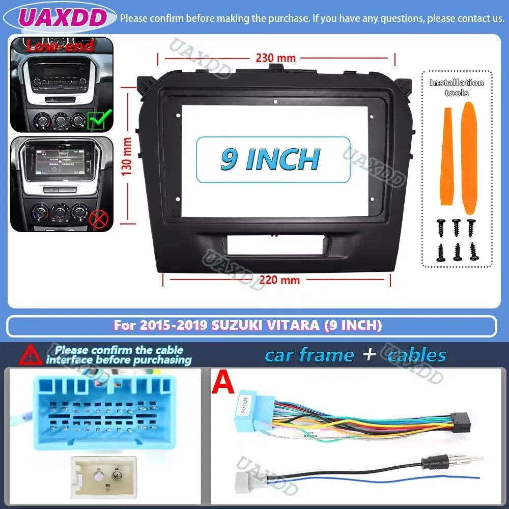 2 din 9 inch Car Radio installation DVD GPS Plastic Fascia Panel frame For SUZUKI Vitara 2