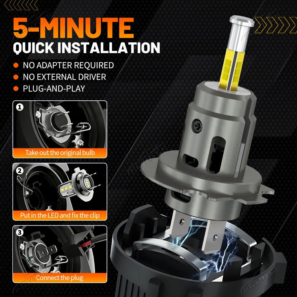 3000W 360 H7 LED Car Headlight Bulb Canbus 6800000LM Light for Car Turbo Mini Size H7 LED