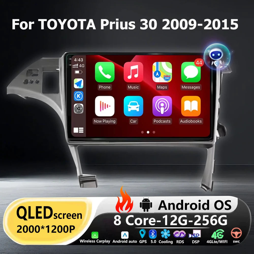 For TOYOTA Prius 30 2009-2015 10" Car Radio 2K Screen GPS Stereo Android Auto Multimedia Player | AUTOKITSHOP