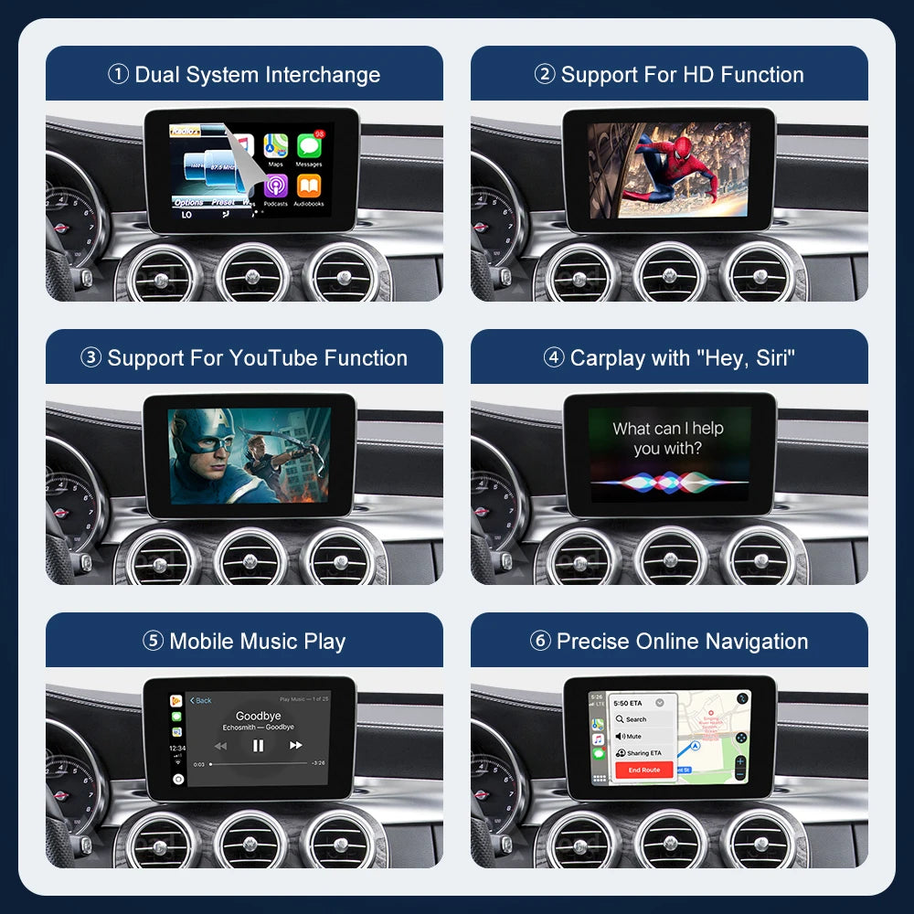 RoadTop Wireless CarPlay Android Auto for Mercedes Benz C-Class & GLC-NTG5.0 2015-2018 wit | AUTOKITSHOP