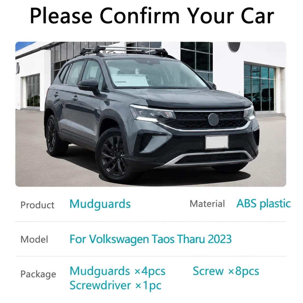 For Car Volkswagen VW Taos Tharu 2023 Mudguard Front Rear Mudflaps Set Fender Splash Guard | AUTOKITSHOP