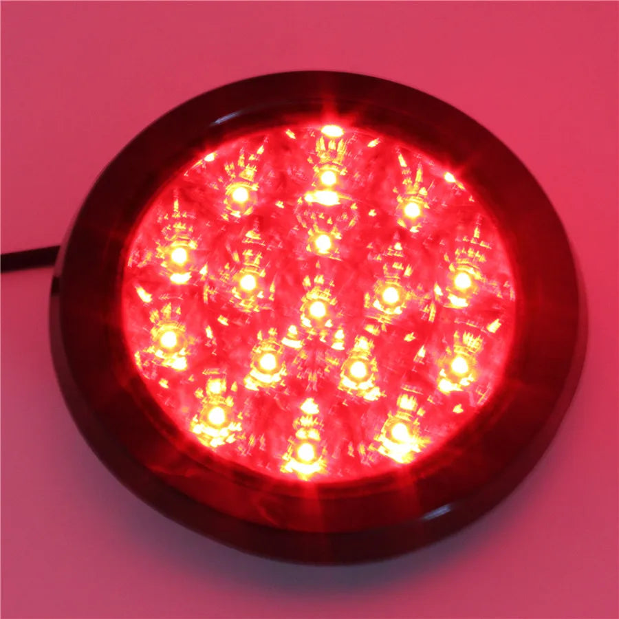 1 Pair 12/24V Round Reverse Brake Turn Signal Rear Tail Light 16 LED for Car Truck Trailer