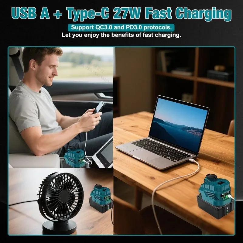 For Makita 18V Battery To 12V 240W Power Adapter for Car Fridge Cigarette Lighter Port Buck Conv - Automotive LED Light