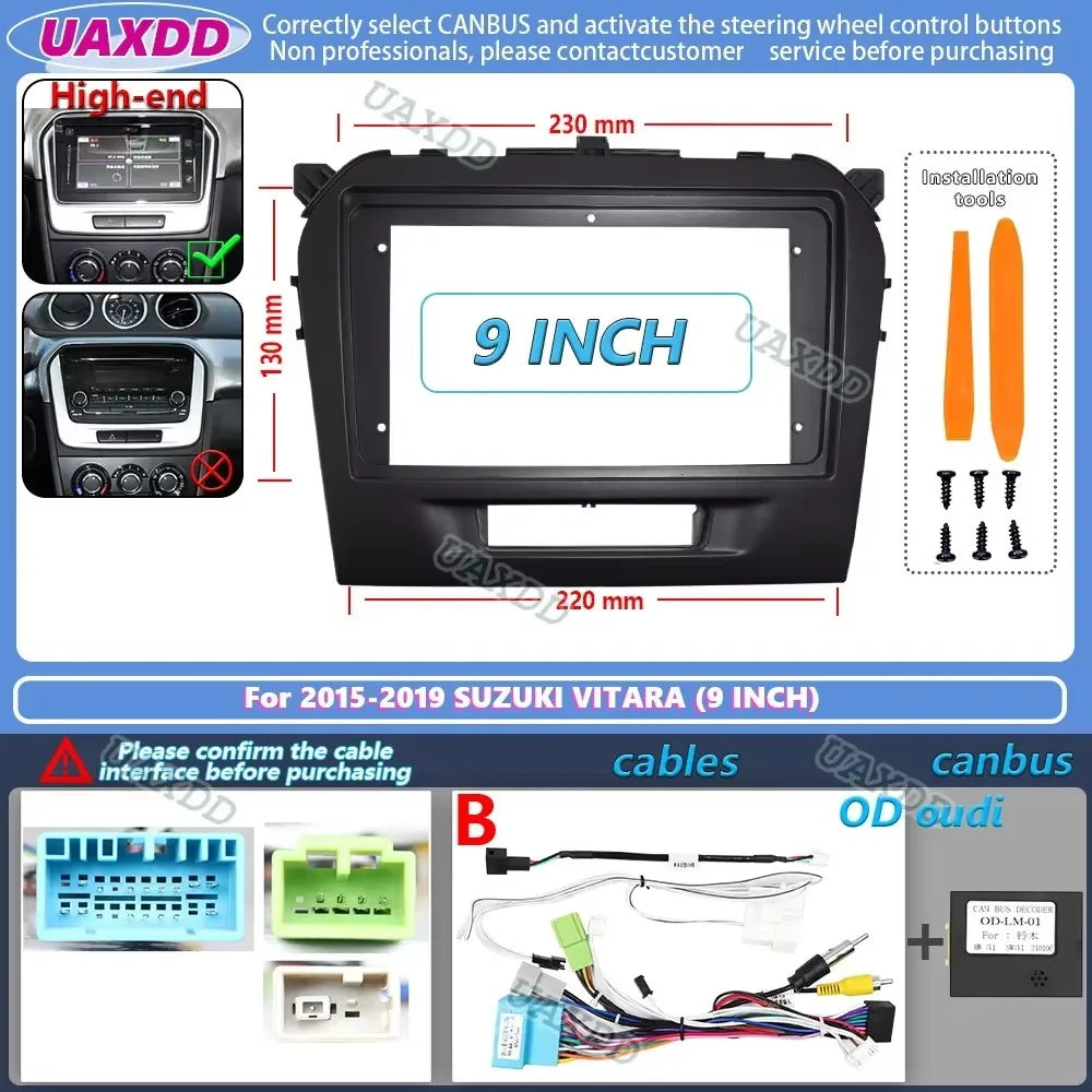 2 din 9 inch Car Radio installation DVD GPS Plastic Fascia Panel frame For SUZUKI Vitara 2