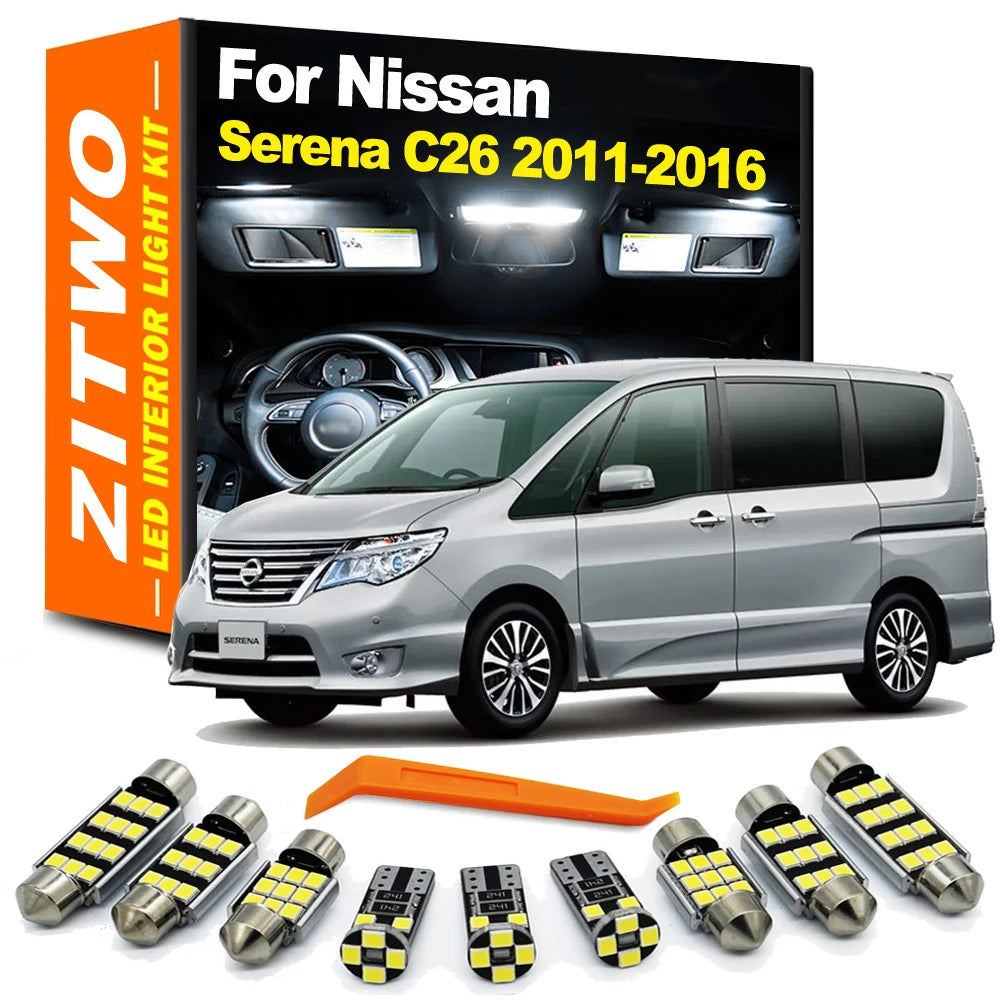ZITWO 12Pcs LED Interior Dome Map Light Bulb Kit For Nissan Serena C26 2011 2012 for Nissan C26 - Canbus LED Car Light