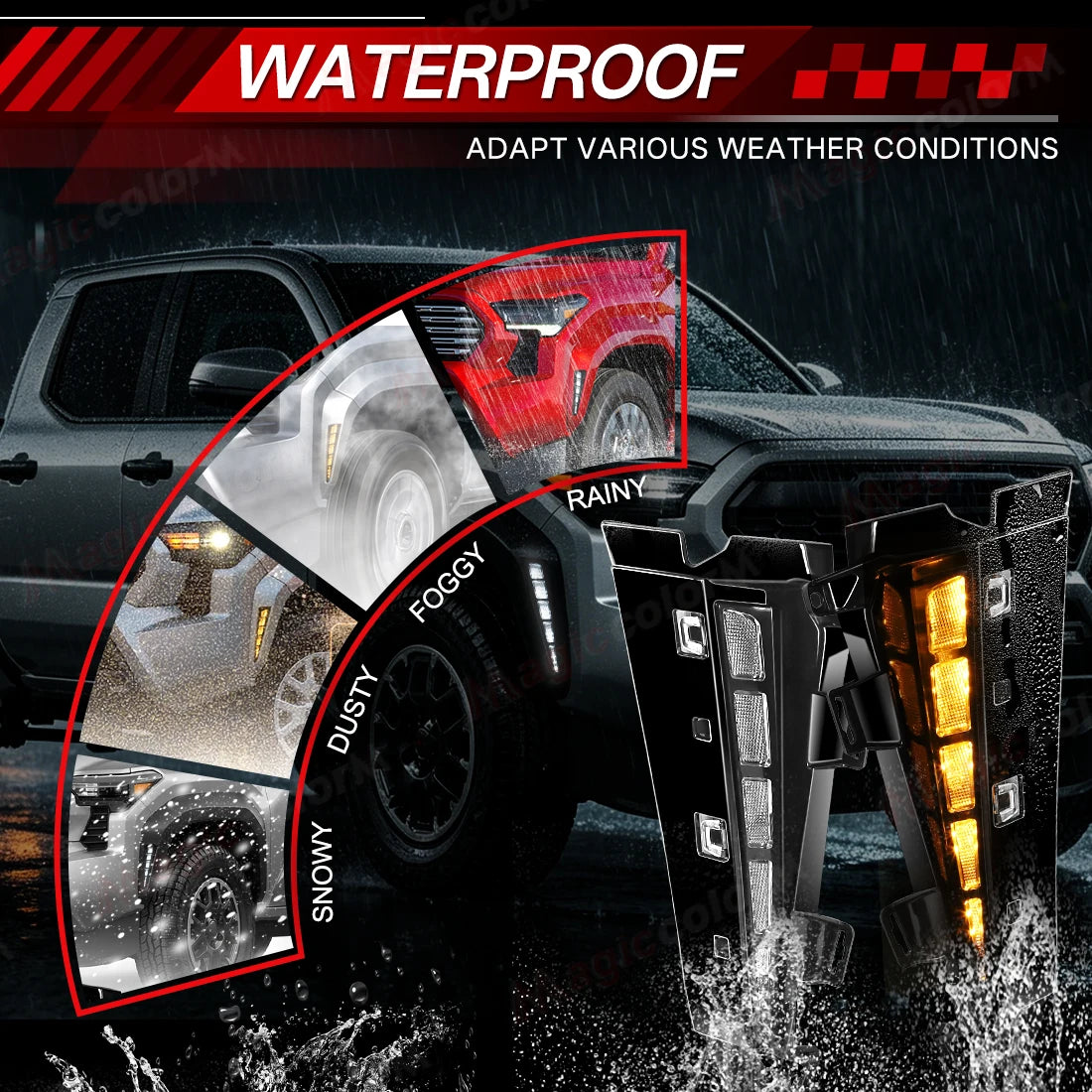 LED Front Wheel Arches Side Marker Light For Toyota Tacoma 2024 2025 2026 Front Fender Run | AUTOKITSHOP