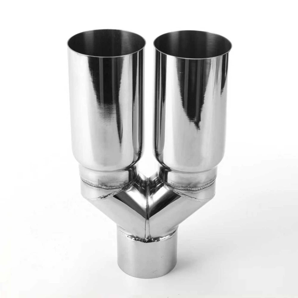 2.5" Inlet 3" Outlet Stainless Steel Exhaust Muffler Tip Pipes Universal - Automotive LED Light