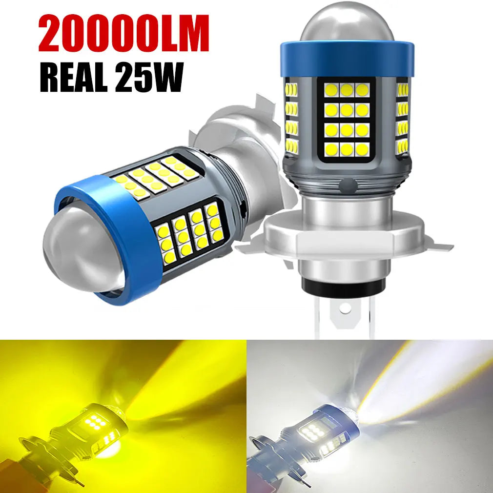 25000Lm 25W H4 BA20D LED Moto H6 LED Motorcycle Headlight Bulbs CSP Lens White Yellow Hi L