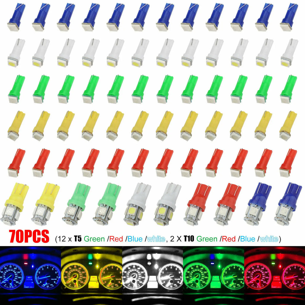 Car T5+T10 5050-SMD LED Instrument Panel Cluster Indicator Dash Light Bulb