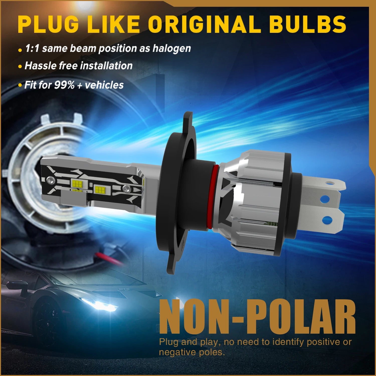 2x H4 Led Lights Motorcycle Headlight Canbus P43T HS1 HB2 9003 Car Fog Bulb Moto Driving R