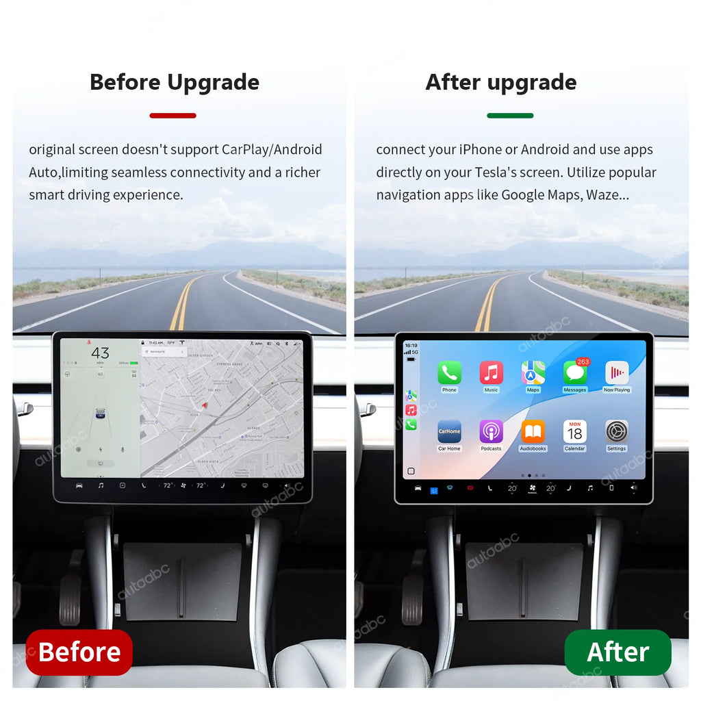 AUTOABC Wireless CarPlay Android Auto for Tesla Model 3 Model Y with Multimedia Accessorie | AUTOKITSHOP