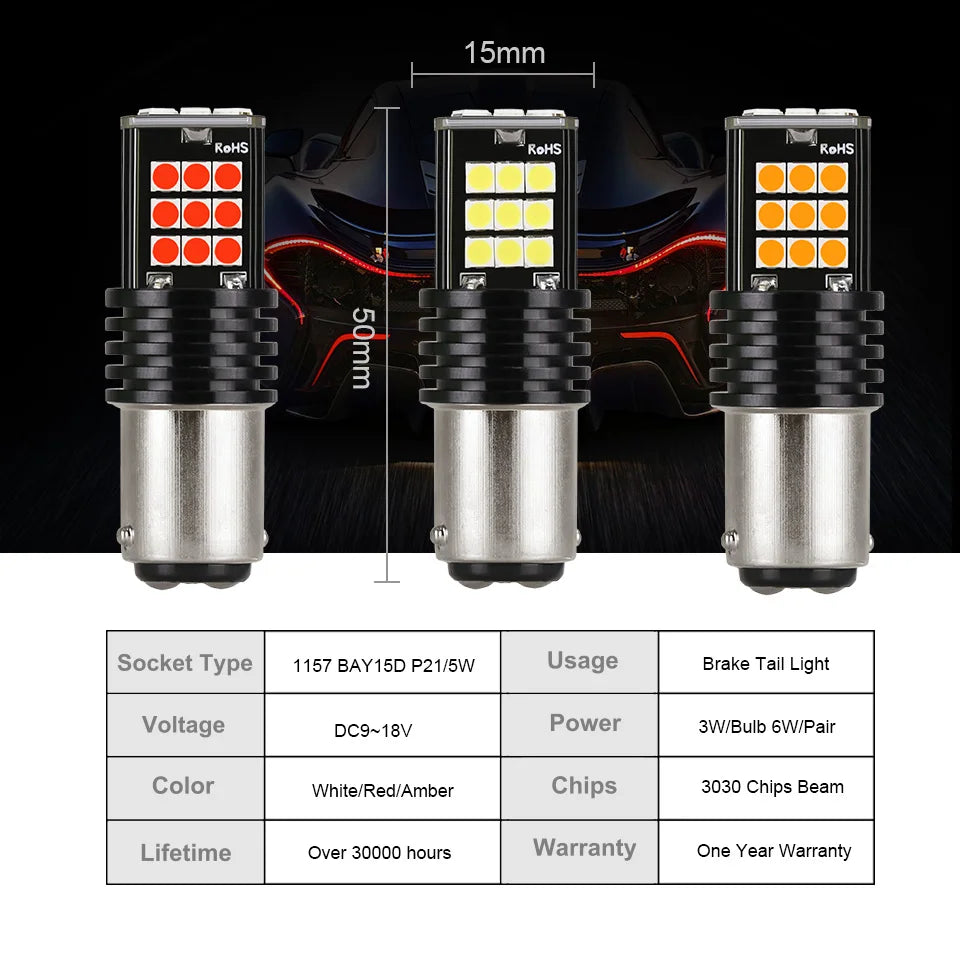 Py21w Ba15s P21w Led 1156 Bau15s Bulb 3030SMD Canbus 1157 Led Bay15d P21/5w Car Turn Signa
