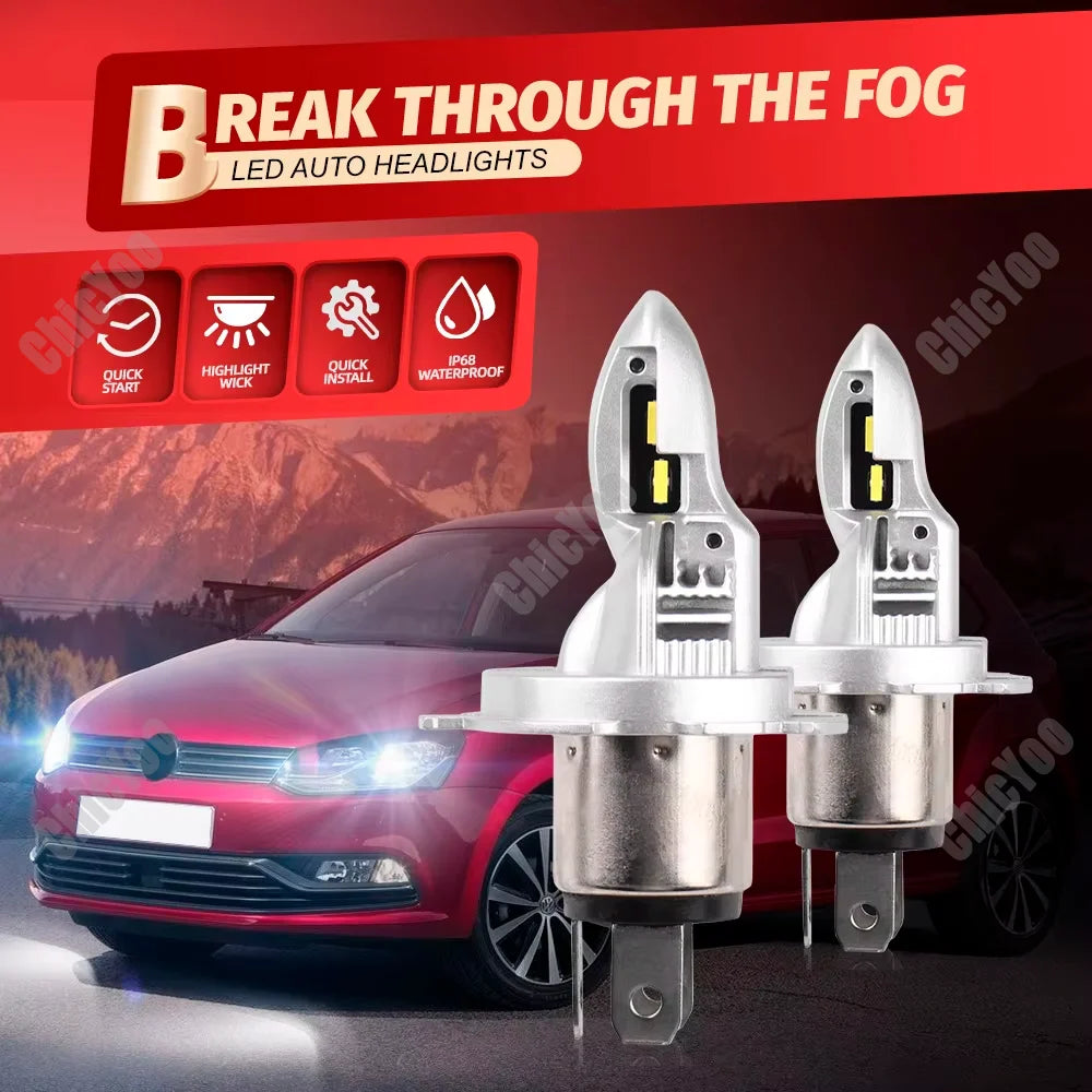 10000LM High Power High Low Beam H4 Motorcycle Head Lamp 6000K White LED Headlight 12V For