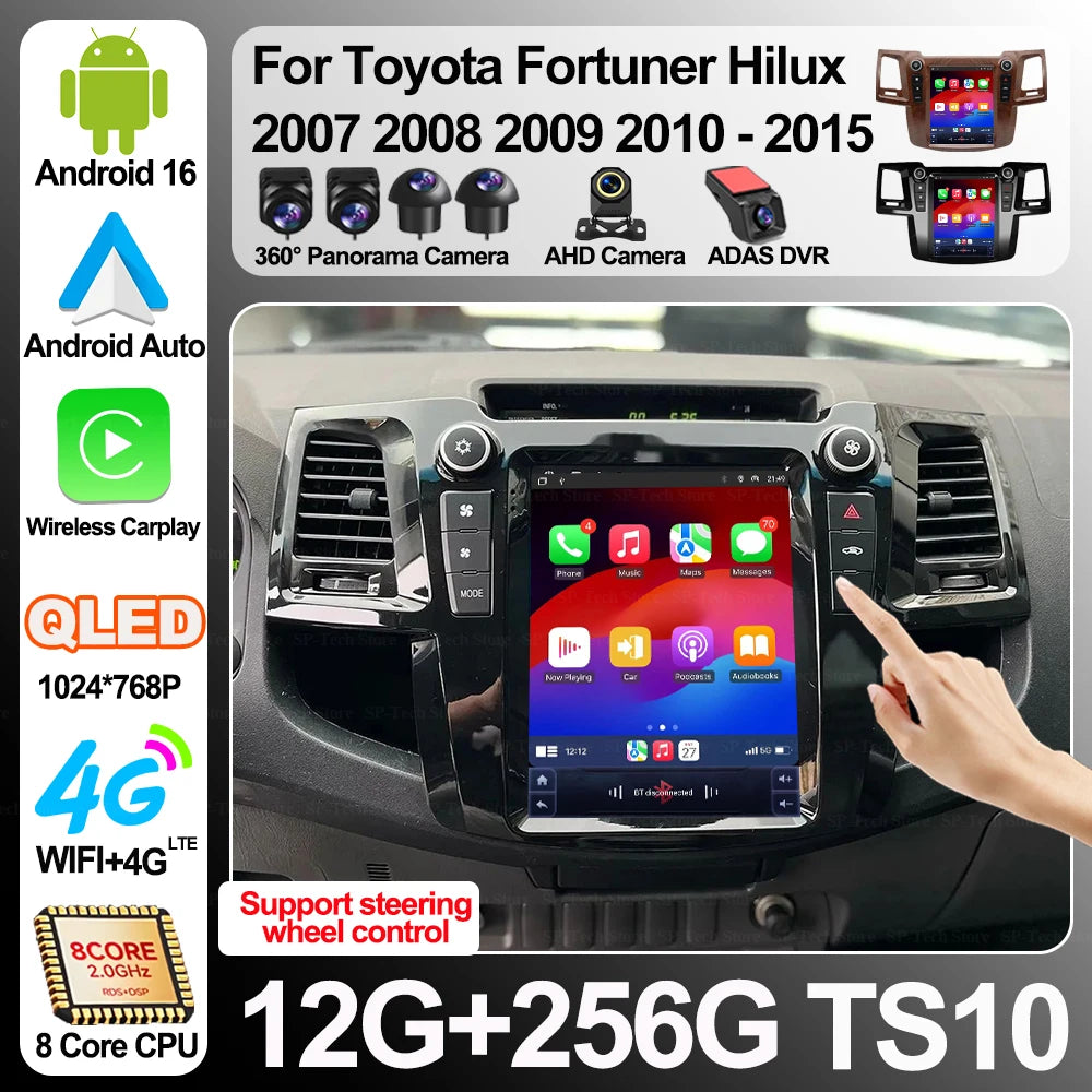 9.7 Inch For Toyota Fortuner Hilux 2007 2008 2009 2010-2015 Car Radio Android 16 Multimedi | AUTOKITSHOP