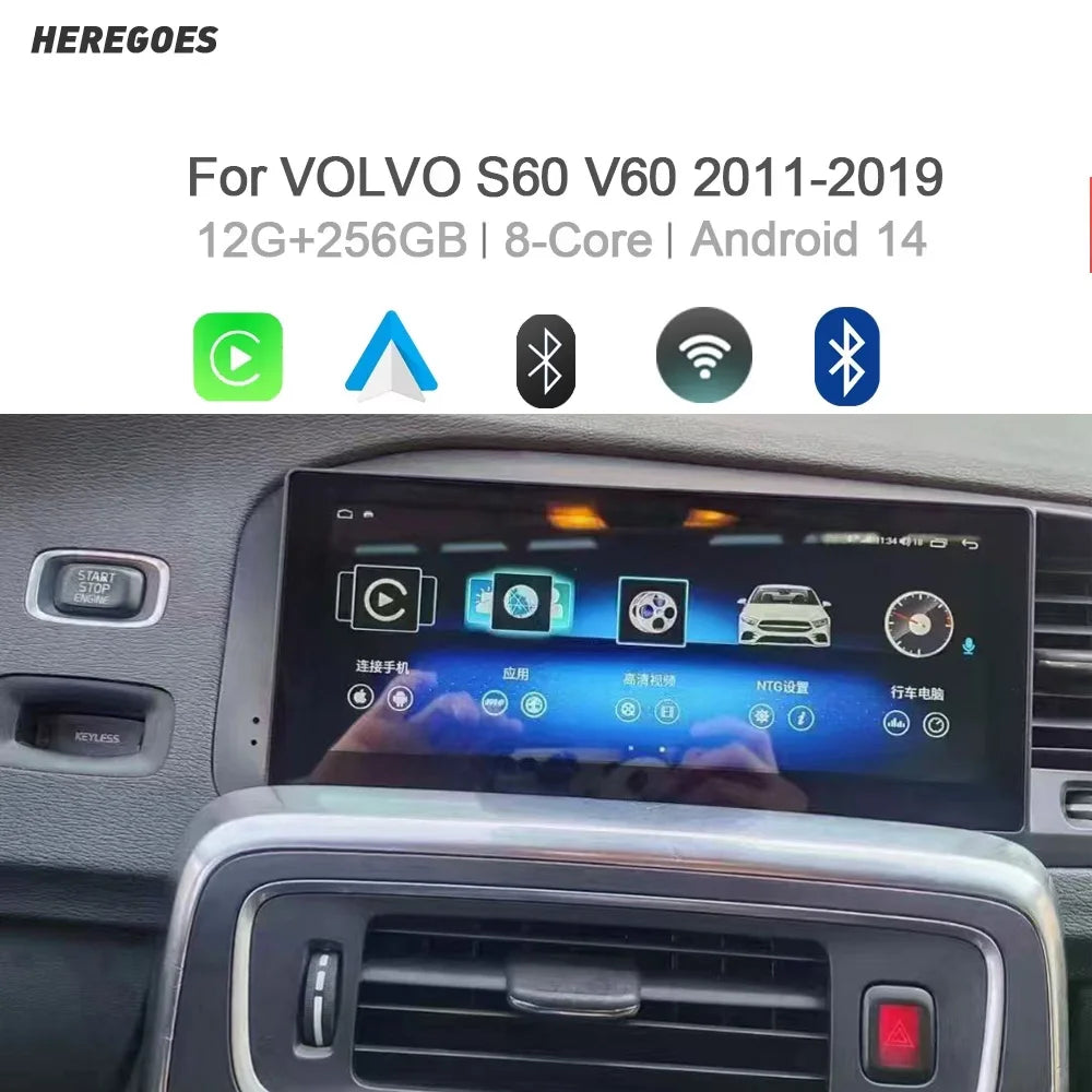 8.8" Carplay Android 14 8G+128G 8Core GPS Car Radio Player Navigation Wifi Multimedia Autoradio for VOLVO S60 V60 2011-2