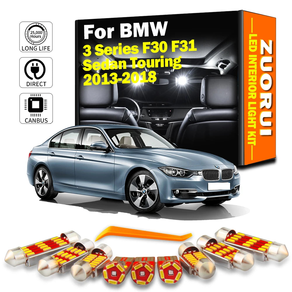 6-Piece LED Interior Light Kit for BMW 3 Series F30 F31 Sedan Touring 320 325 328 330 - Canbus Error-Free Bulbs | AUT...
