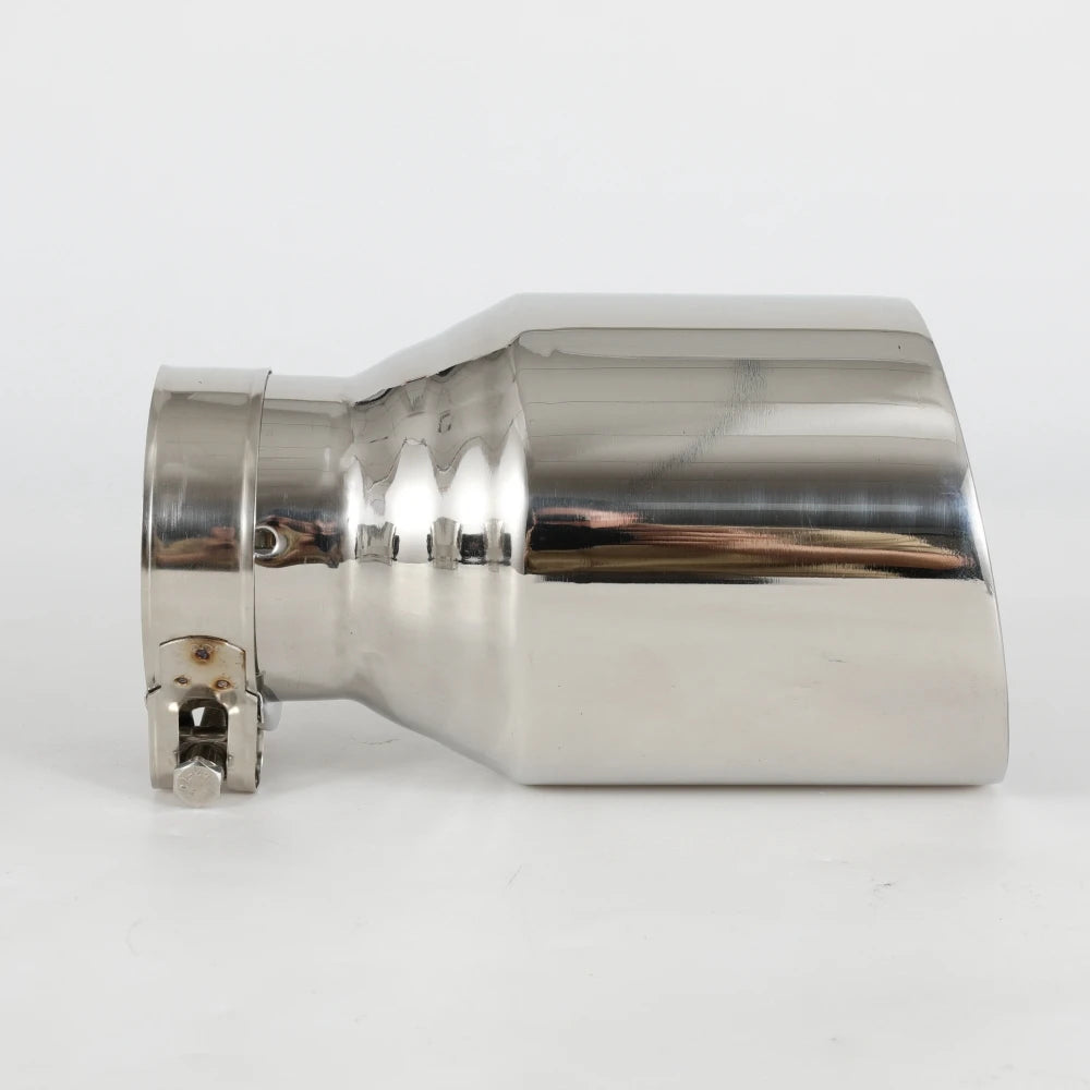 1 Piece Car Stainless Steel Silver Muffler Tip Universal Exhaust Pipe Mufflers bilayer Nozzle bi - Automotive LED Light