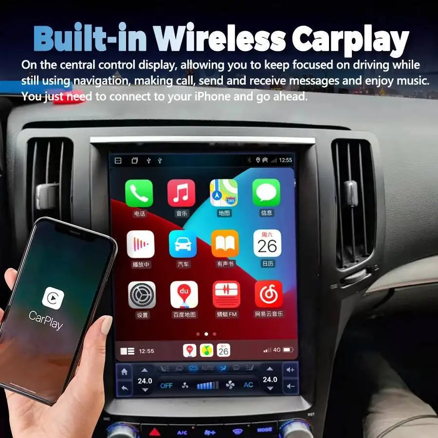 12.1" Android15 Ips Screen For Infiniti G25 G35 G37 Q60S 2007-2015 Wireless Carplay Car Ra | AUTOKITSHOP