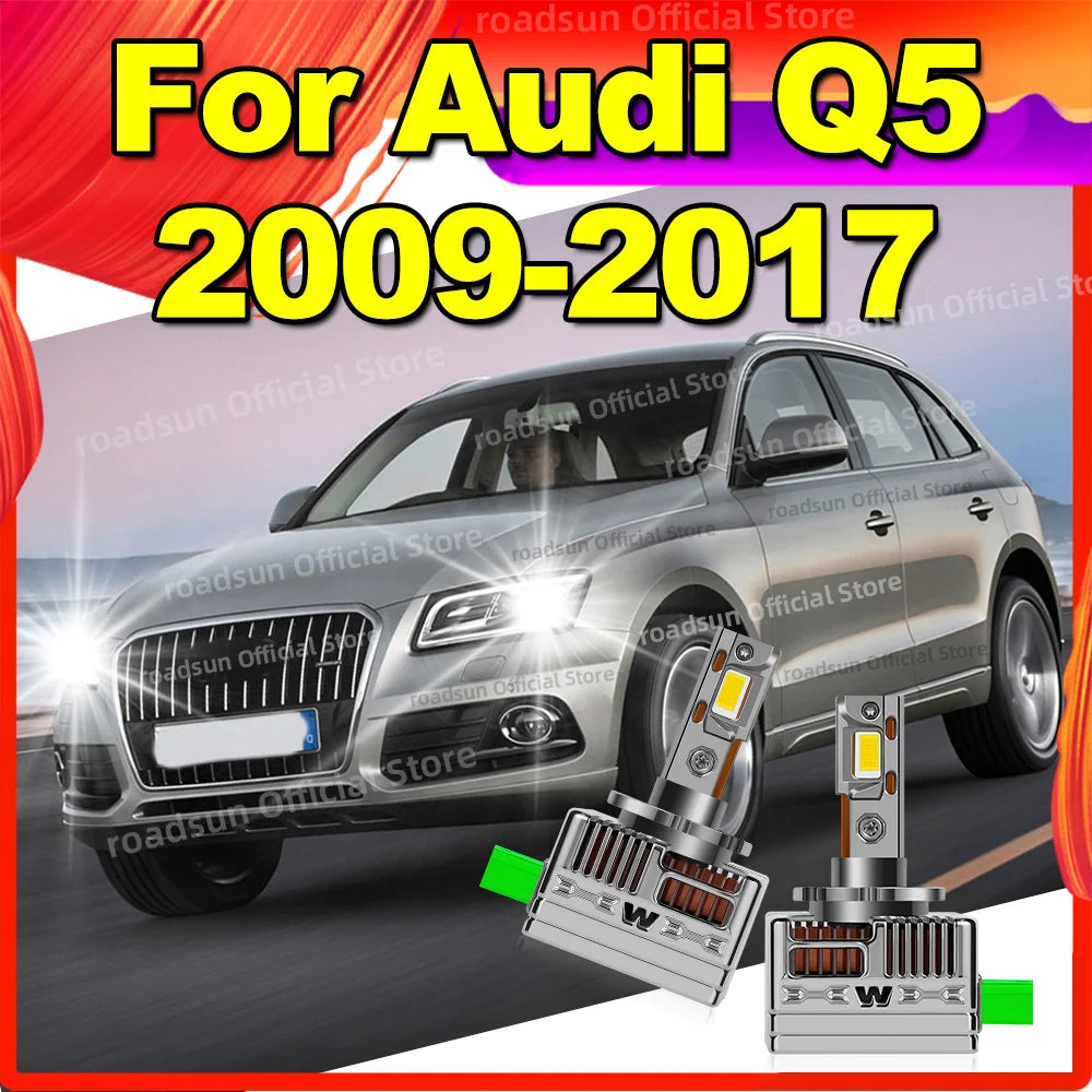 LED Headlights Canbus 1:1 HID Xenon Auto Lamp 50000LM For Audi Q5 2009 2010 2011 2012 2013