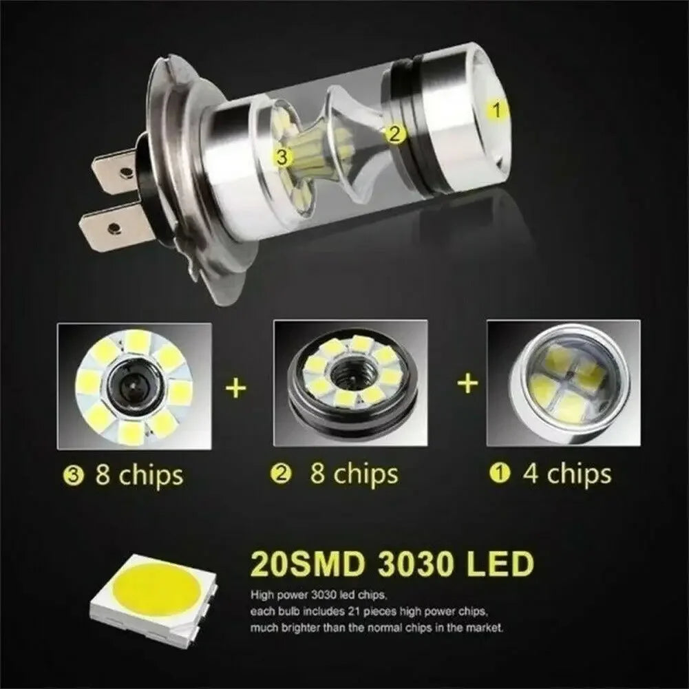 H16 LED Foglights Conversion Kit Bulbs High Low Beam 100W 6000K Super White PSX24W Auto Dr