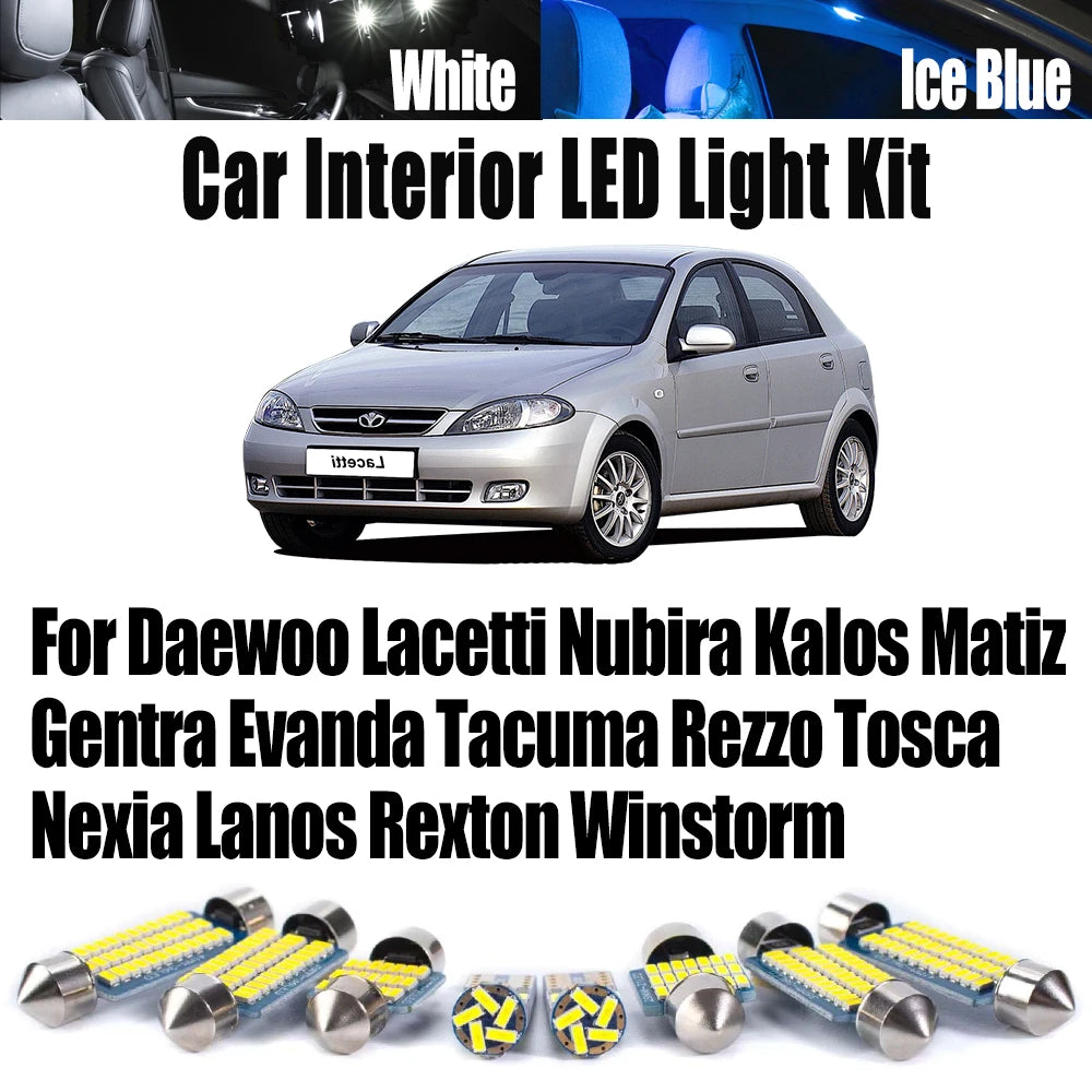 LED Interior Light Kit for Daewoo Lacetti Nubira Kalos Matiz Gentra Evanda Tacuma Rezzo Tosca Nexia Lanos Rexton Wins...