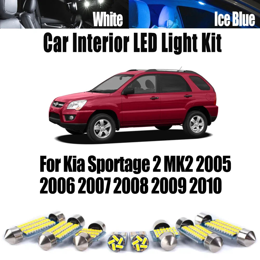 12-Piece LED Interior Light Kit for Kia Sportage 2 MK2 2005- 2008 - Canbus Dome Map Door Trunk Bulbs | AUTOKITSHOP