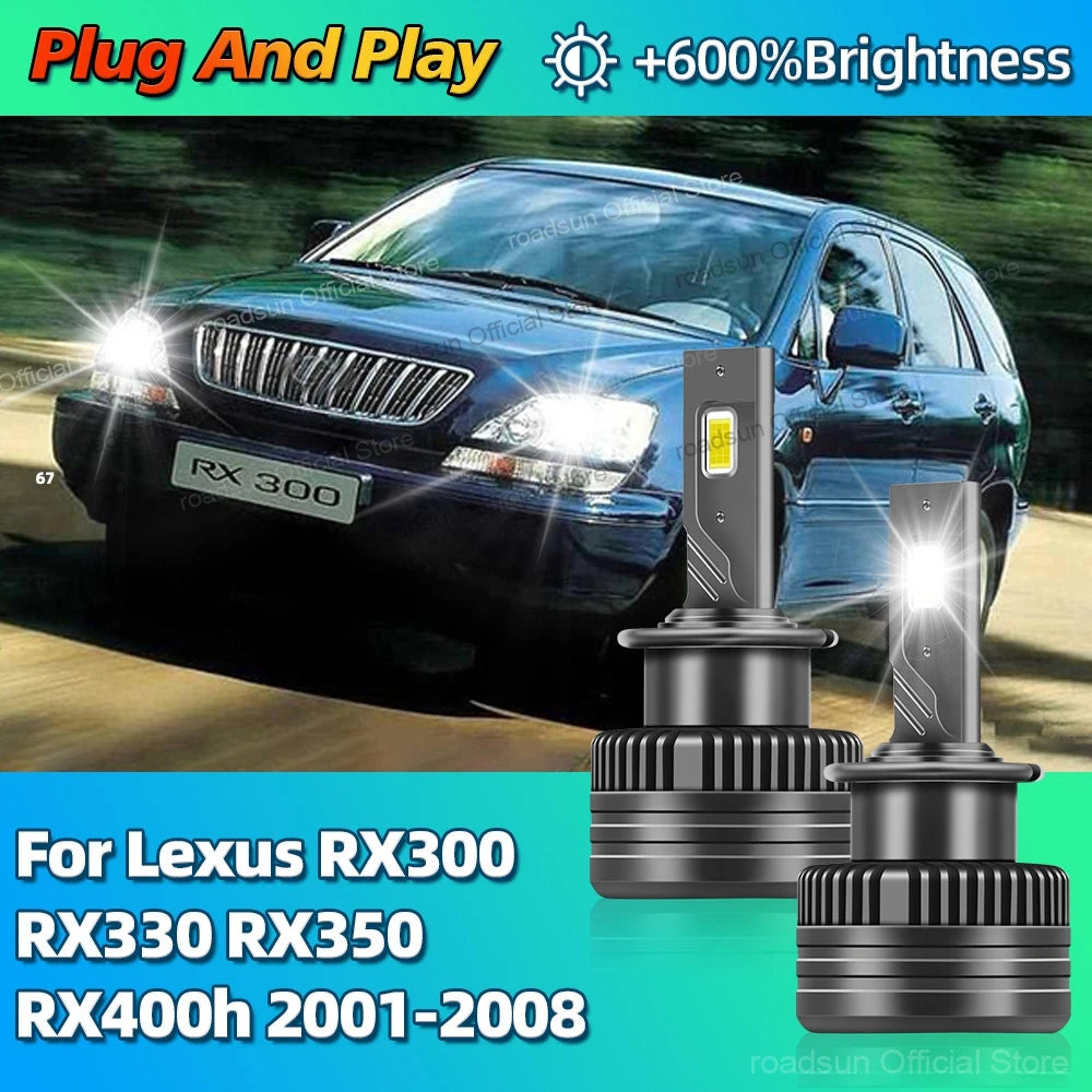 LED Headlights HID D2S Turbo Car Light Bulbs 30000LM CSP Chip For Lexus RX300 RX330 RX350