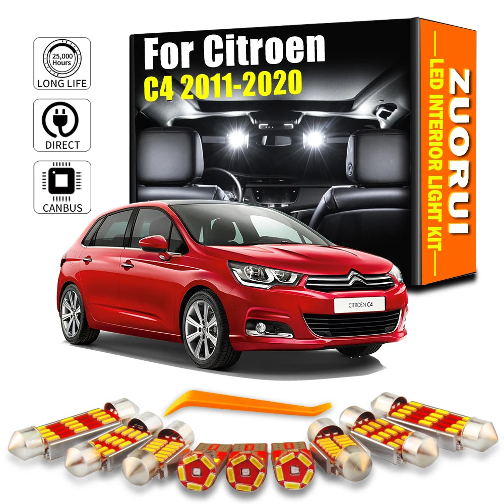 17-Piece LED Interior Light Kit for Citroen C4 - Canbus Error-Free Bulbs | AUTOKITSHOP